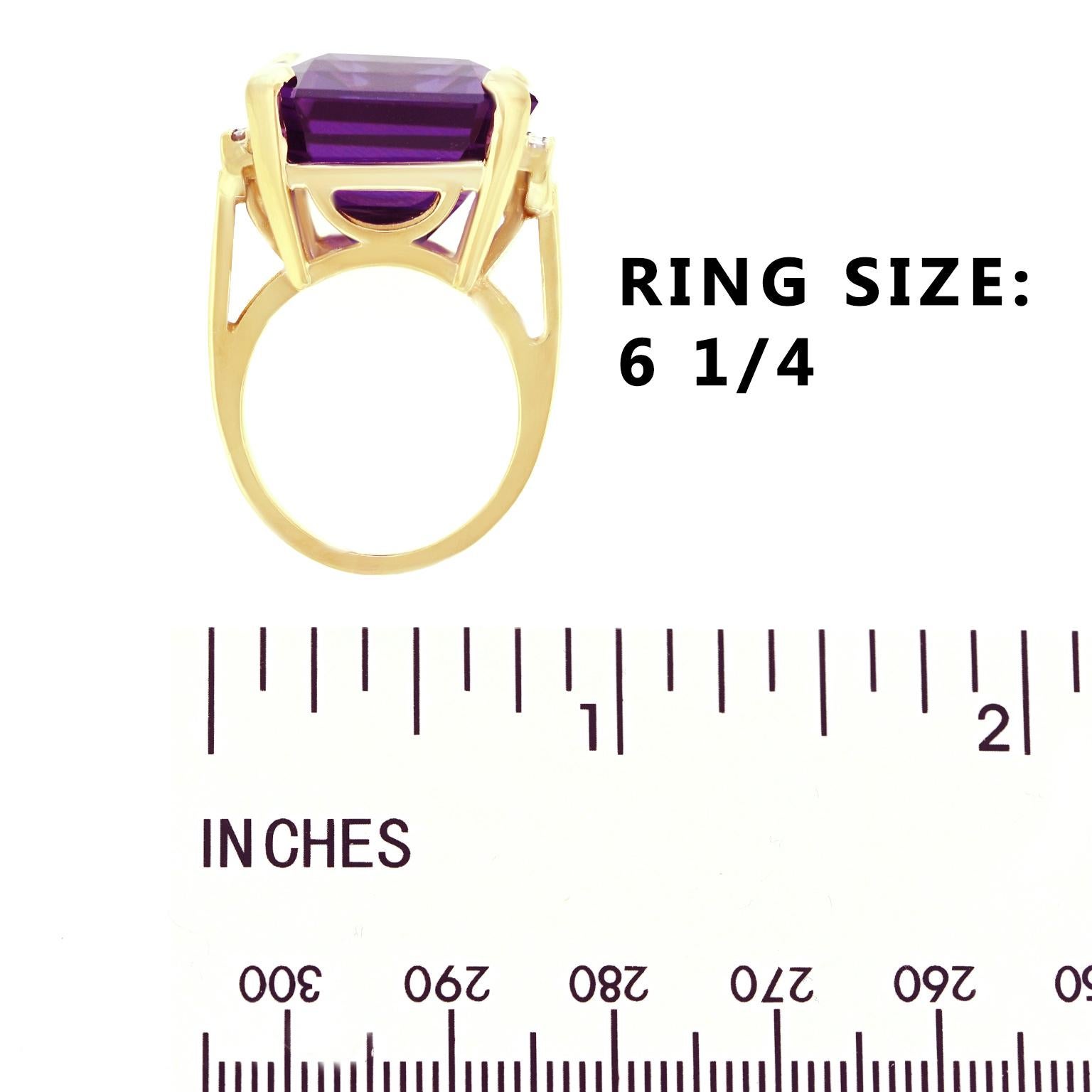 Amethyst and Diamond Set Gold Ring 1