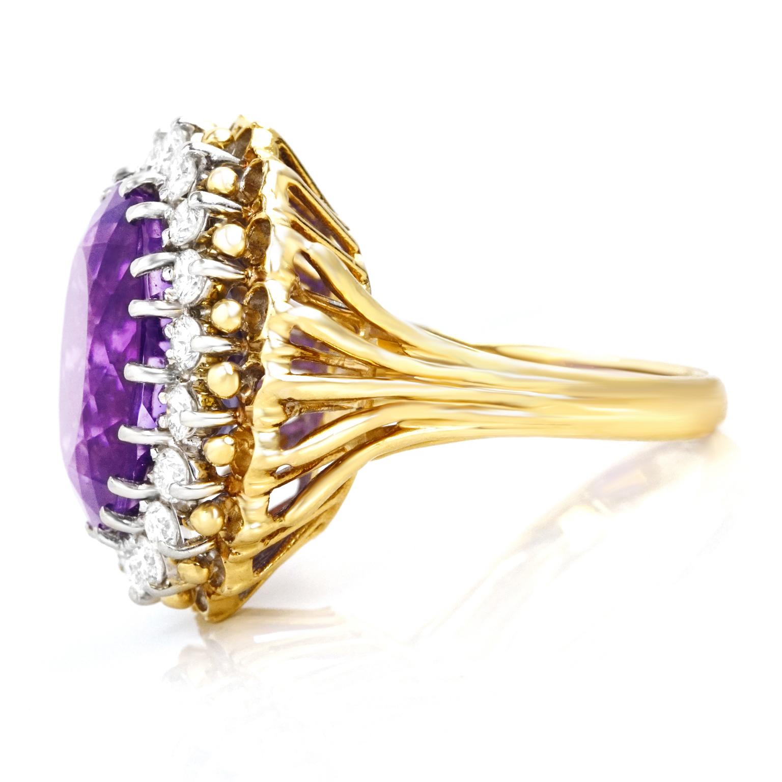 Amethyst and Diamond Set Gold Ring 3