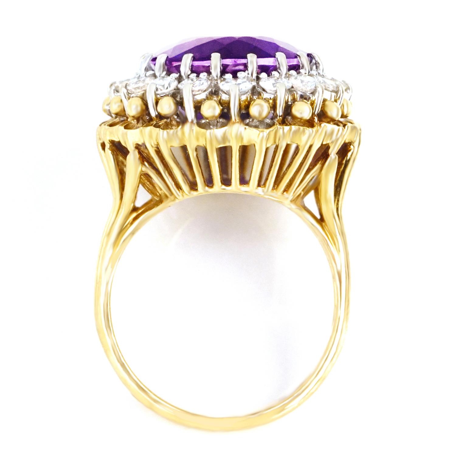 Amethyst and Diamond Set Gold Ring 5