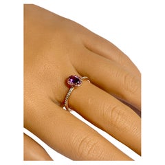 Amethyst and Diamond Solitaire Ring, Gemstone Solitaire with Natural Diamonds