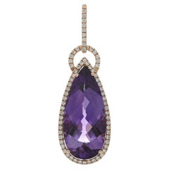 Amethyst and Diamond Studded Pendent 14 Karat Rose Gold