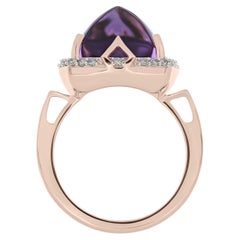 Amethyst and Diamond Studded Ring 14 Karat Rose Gold