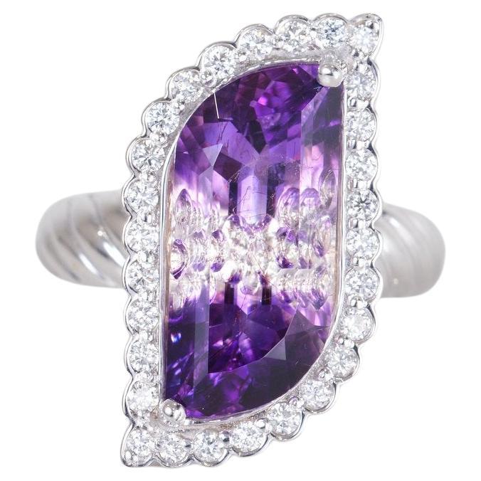 Amethyst And Diamond Twist Ring For Sale
