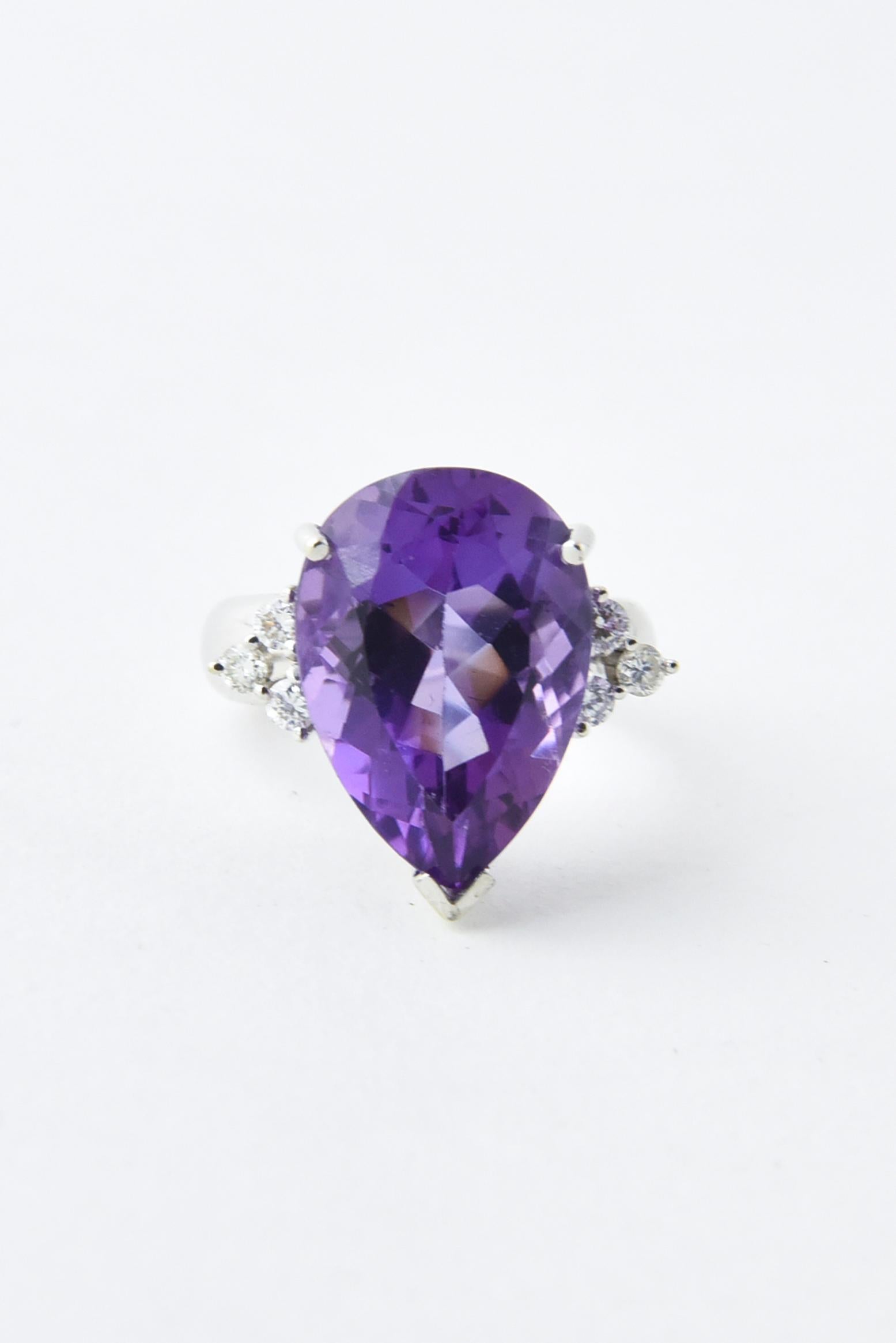 Amethyst and Diamond White Gold Cocktail Ring For Sale 2