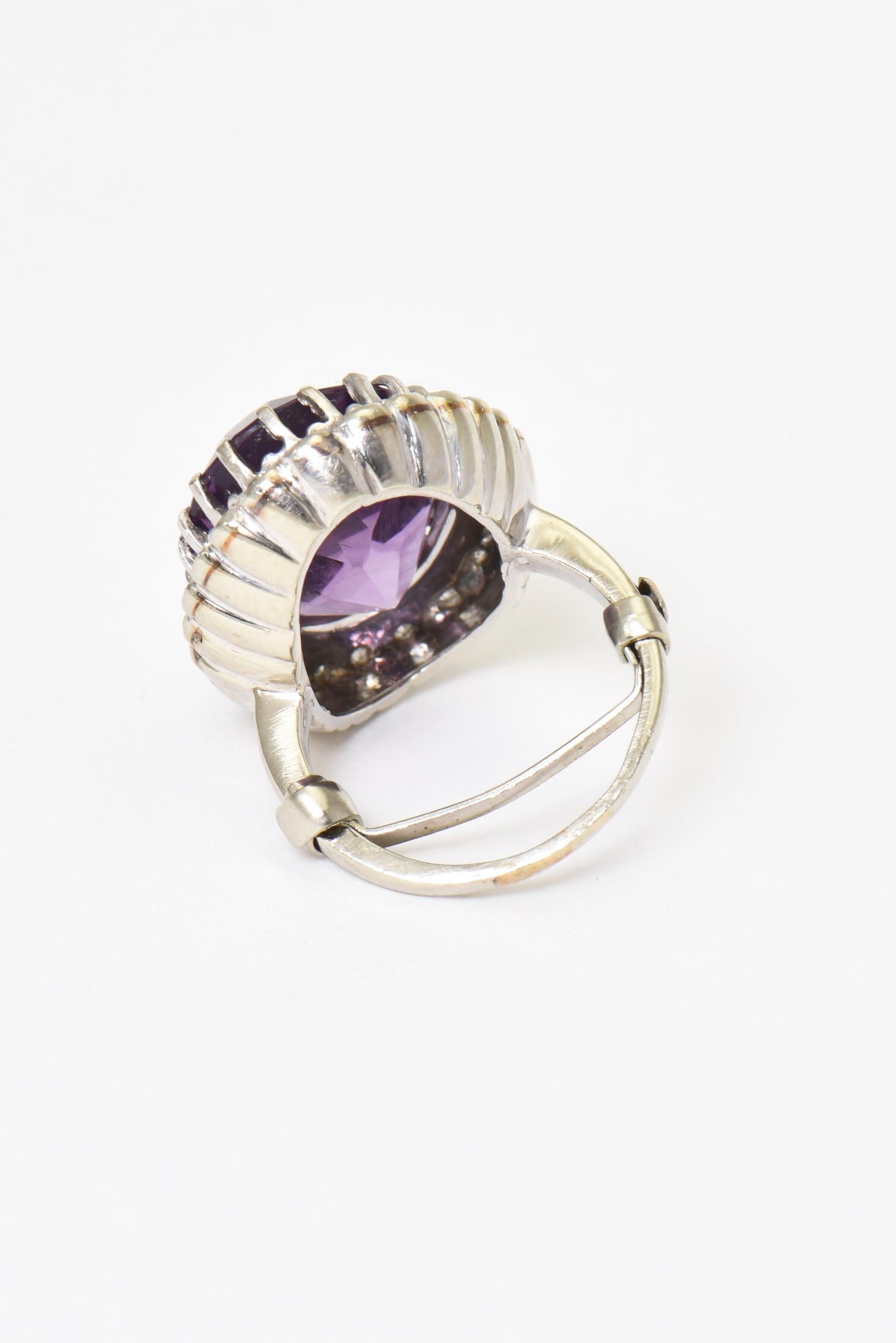 Amethyst and Diamond White Gold Cocktail Ring For Sale 1