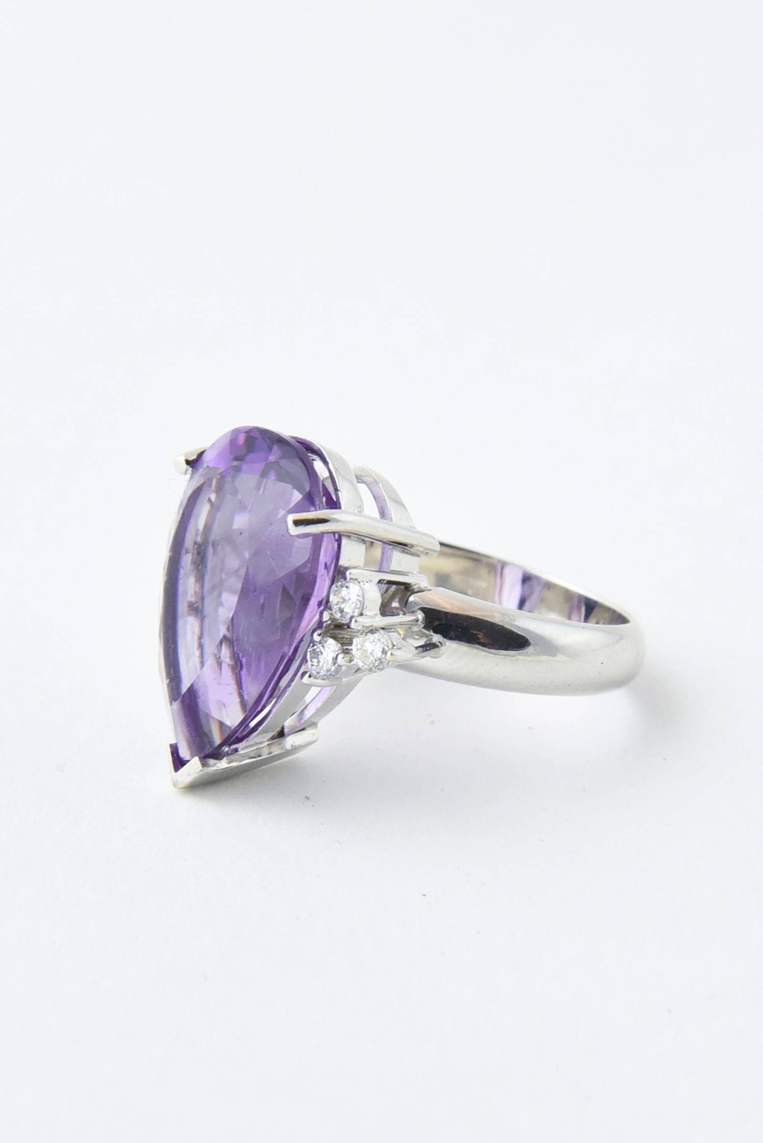 Amethyst and Diamond White Gold Cocktail Ring For Sale 3