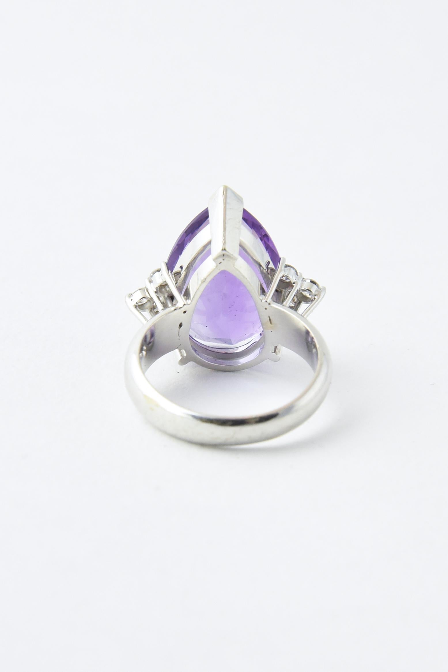 Amethyst and Diamond White Gold Cocktail Ring For Sale 5