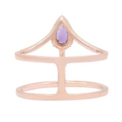 Amethyst and Diamond Wide Band Ring 18K Rose Gold 0.26Cttw