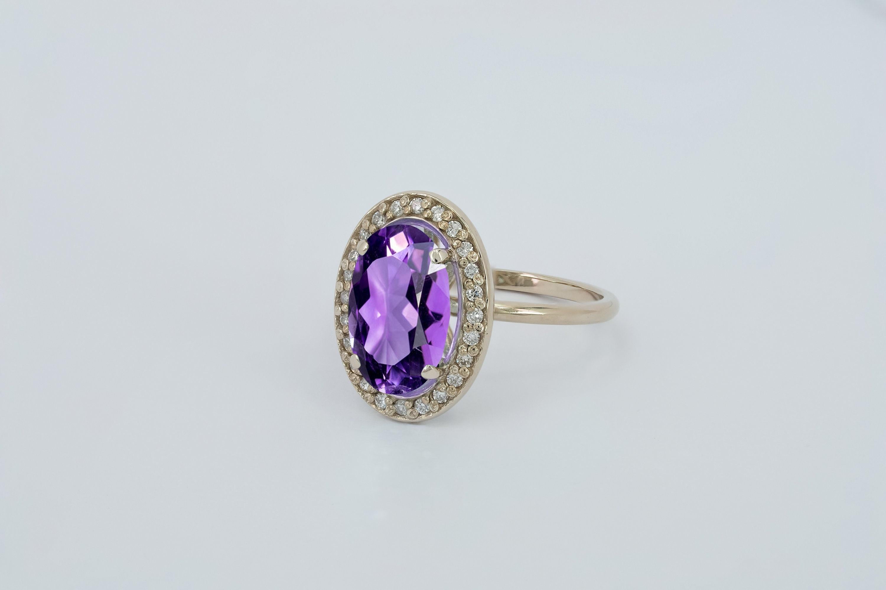 in vendita:  Amethyst and diamonds ring 4