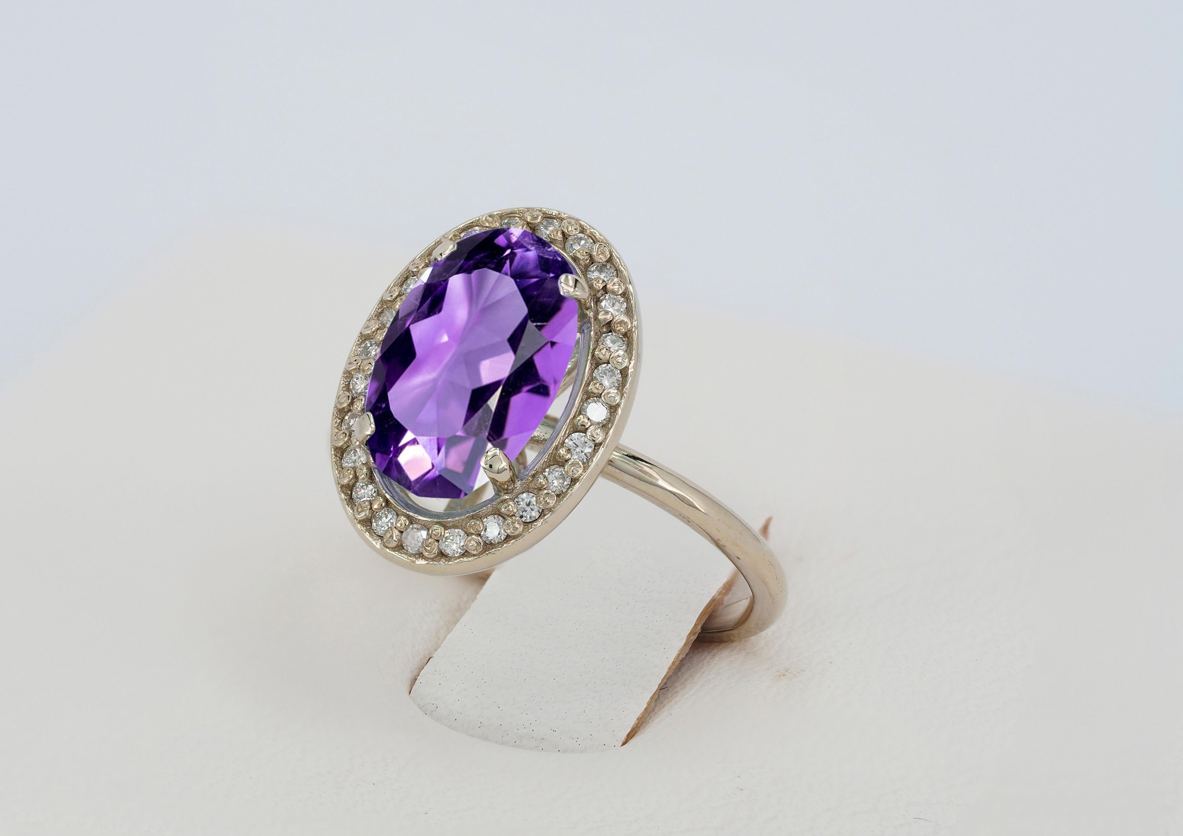 in vendita:  Amethyst and diamonds ring 6