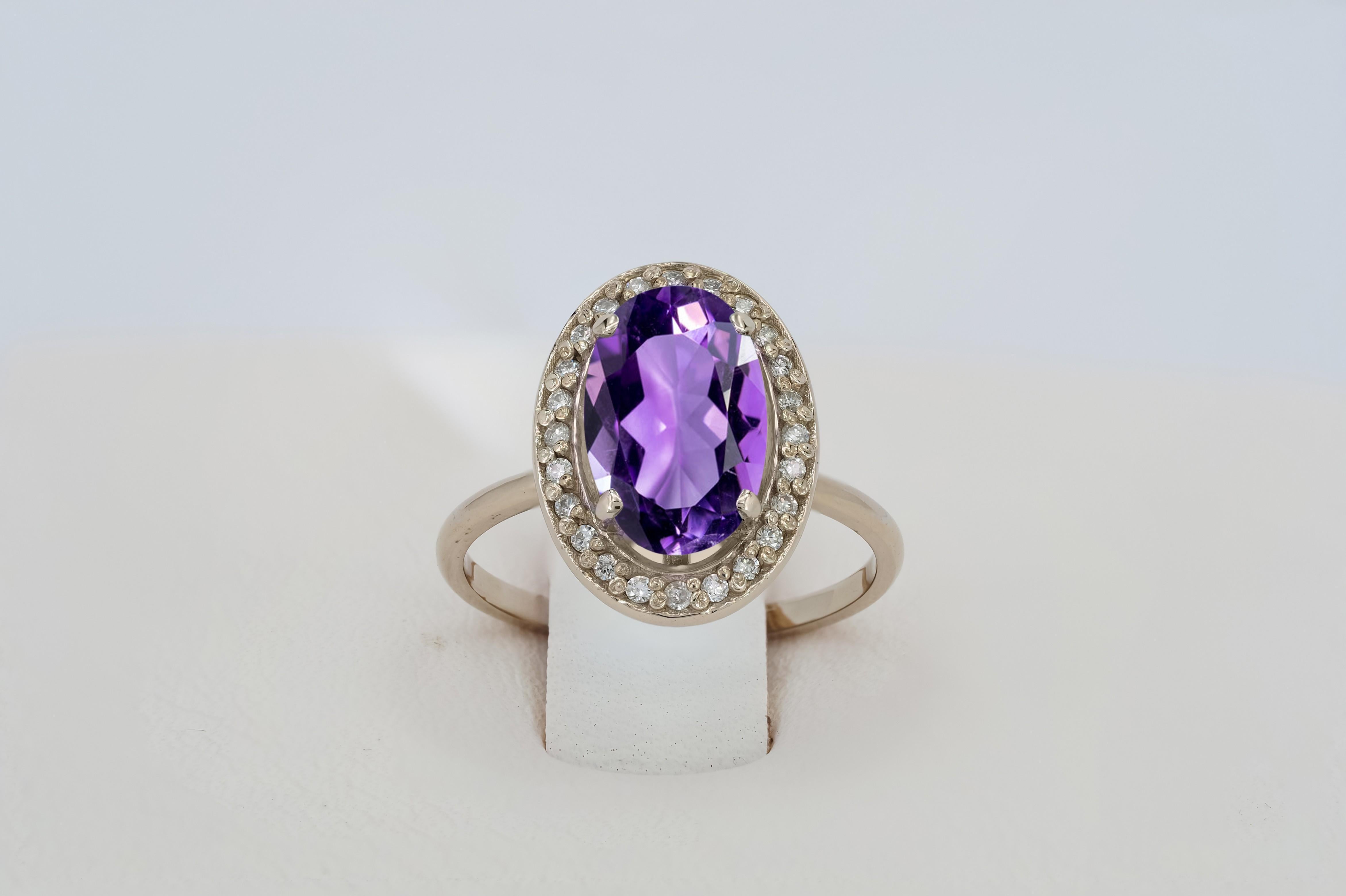 in vendita:  Amethyst and diamonds ring 7