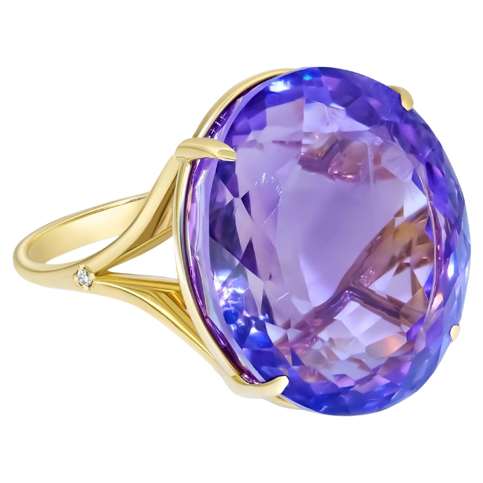 Amethyst and diamonds ring