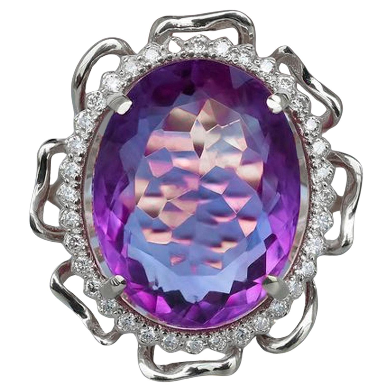 Amethyst and diamonds ring