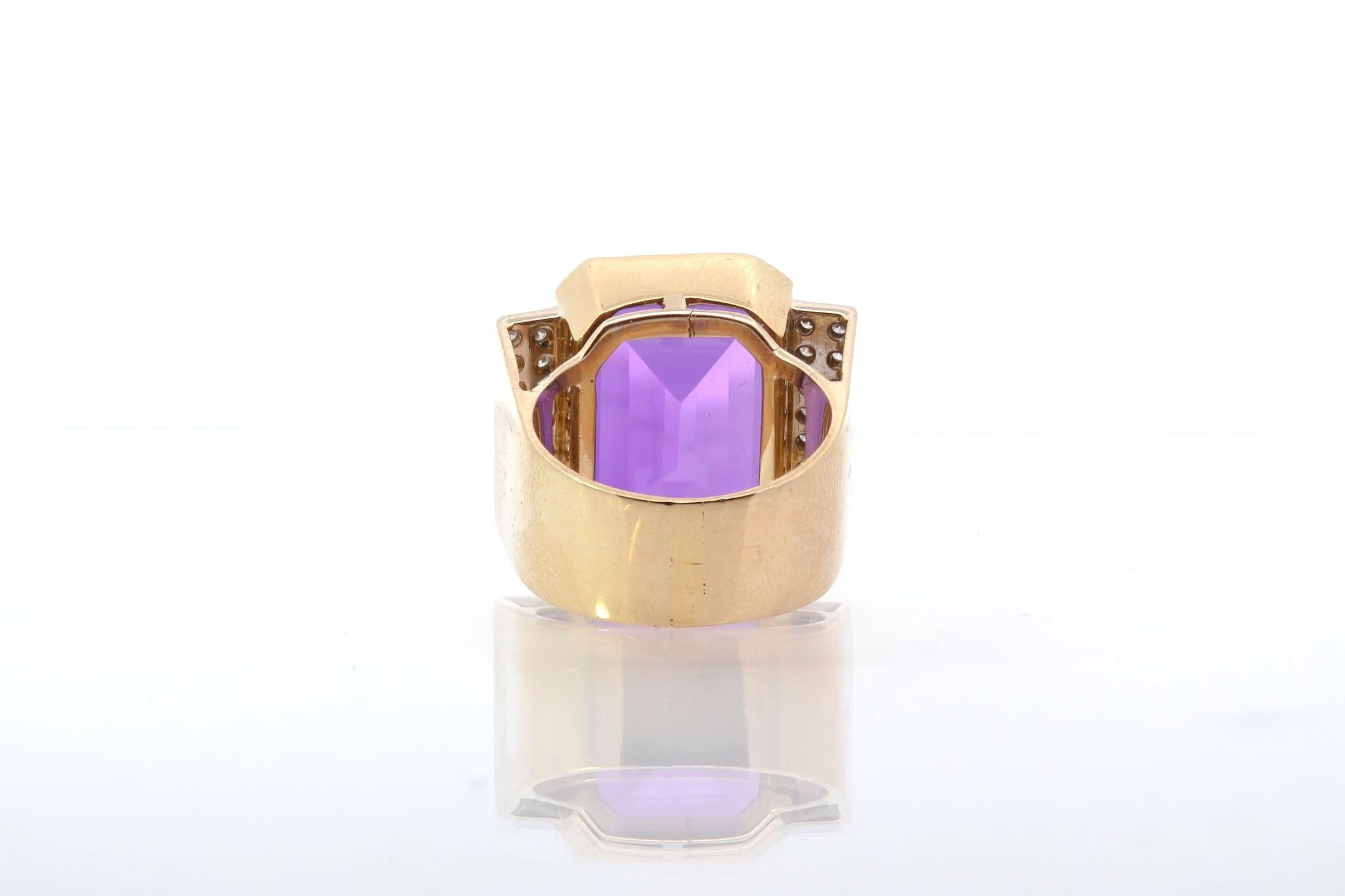 Women's or Men's Amethyst and diamonds tank ring  For Sale
