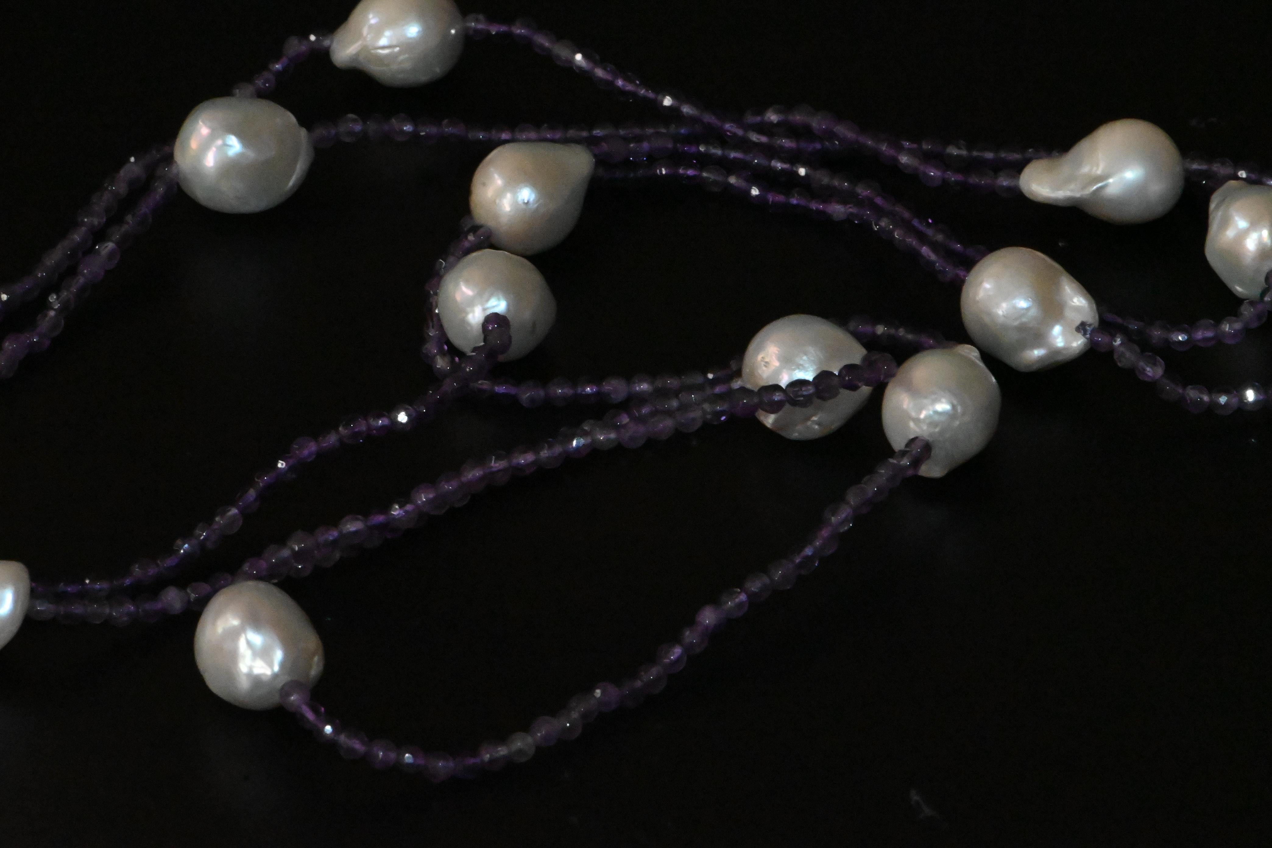 Collana di ametiste e perle d'acqua dolce in vendita 2