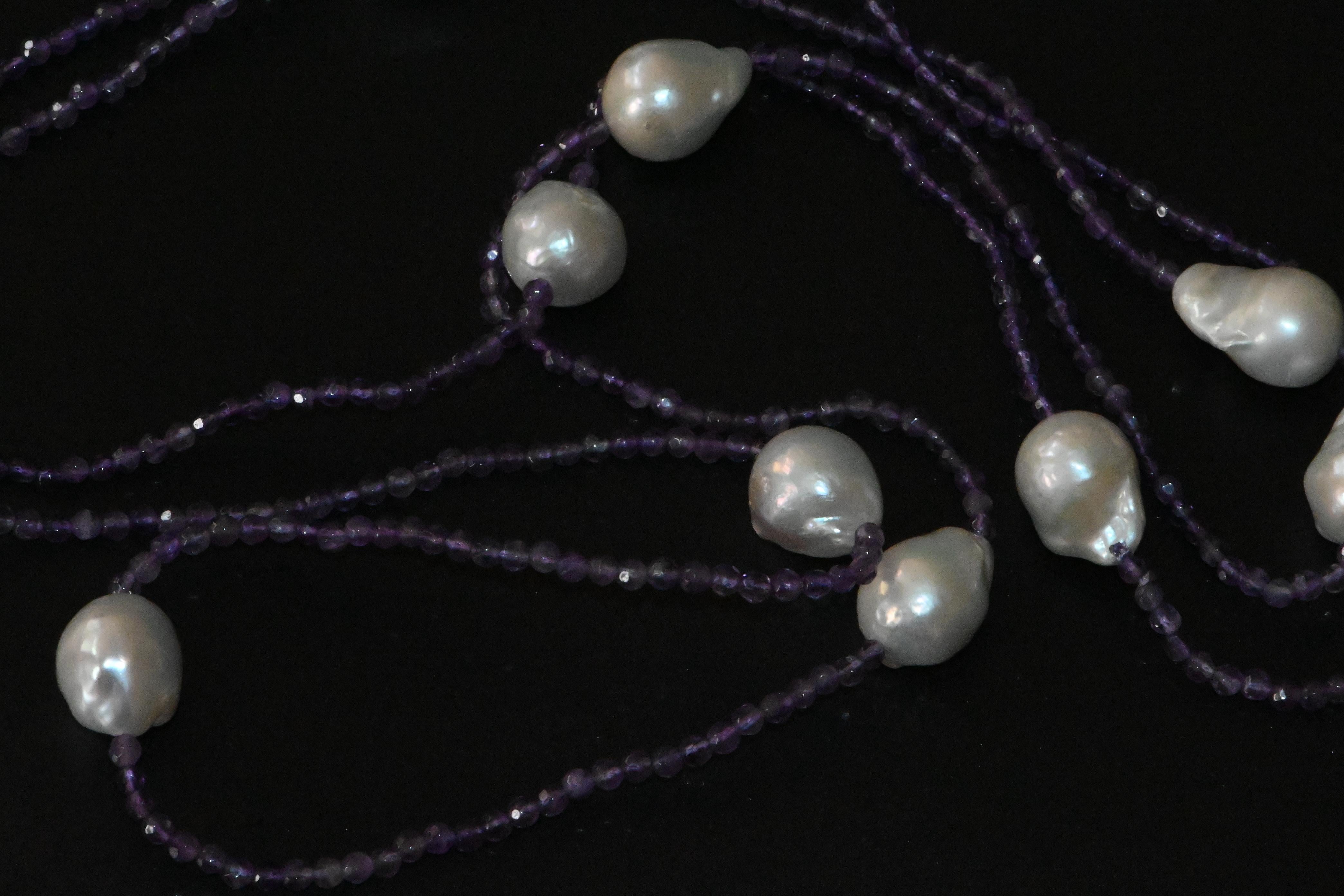 Collana di ametiste e perle d'acqua dolce in vendita 3