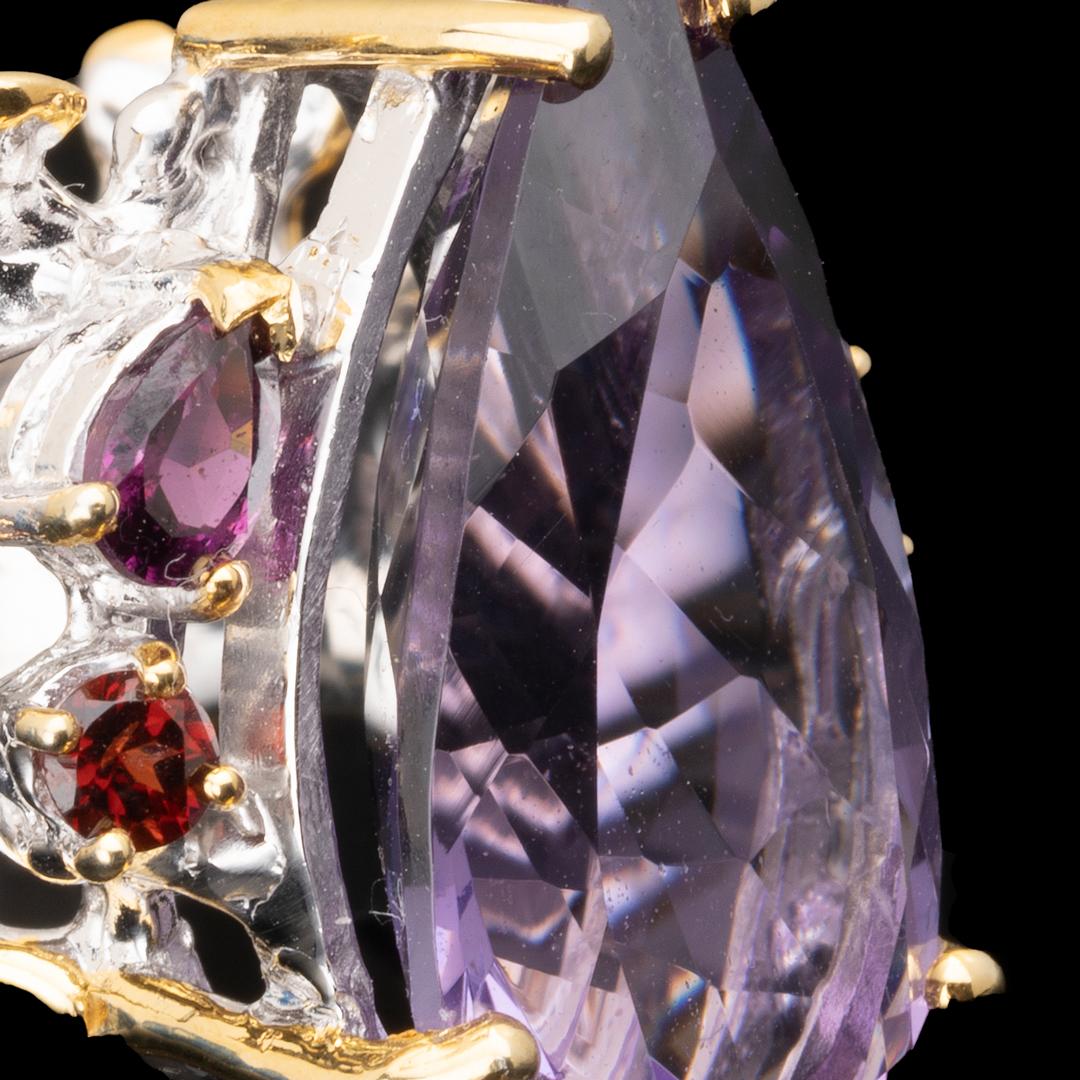 Women's Amethyst and Garnet Crown Ring For Sale