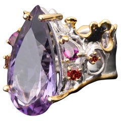 Amethyst and Garnet Crown Ring