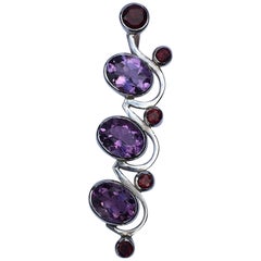 Amethyst and Garnet Pendant Set in Sterling Silver