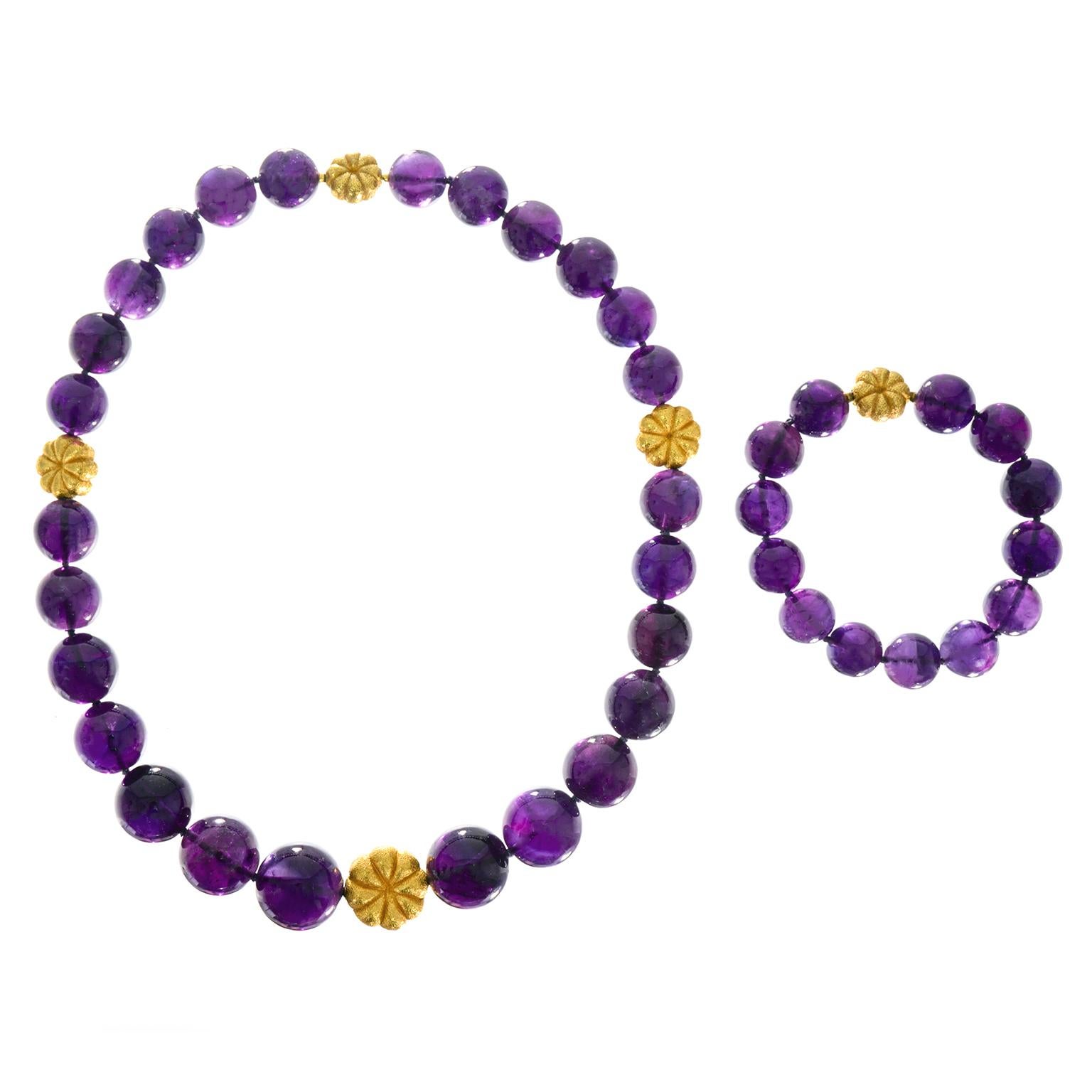 Amethyst and Gold Bead Necklace and Bracelet 3