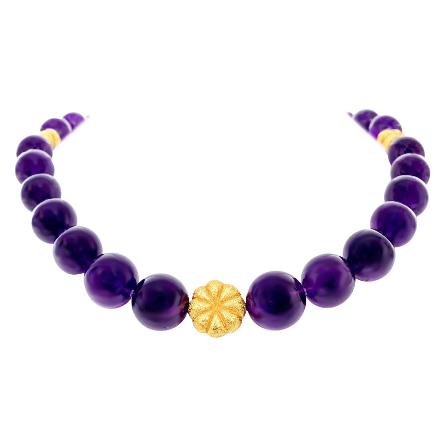 Amethyst and Gold Bead Necklace and Bracelet