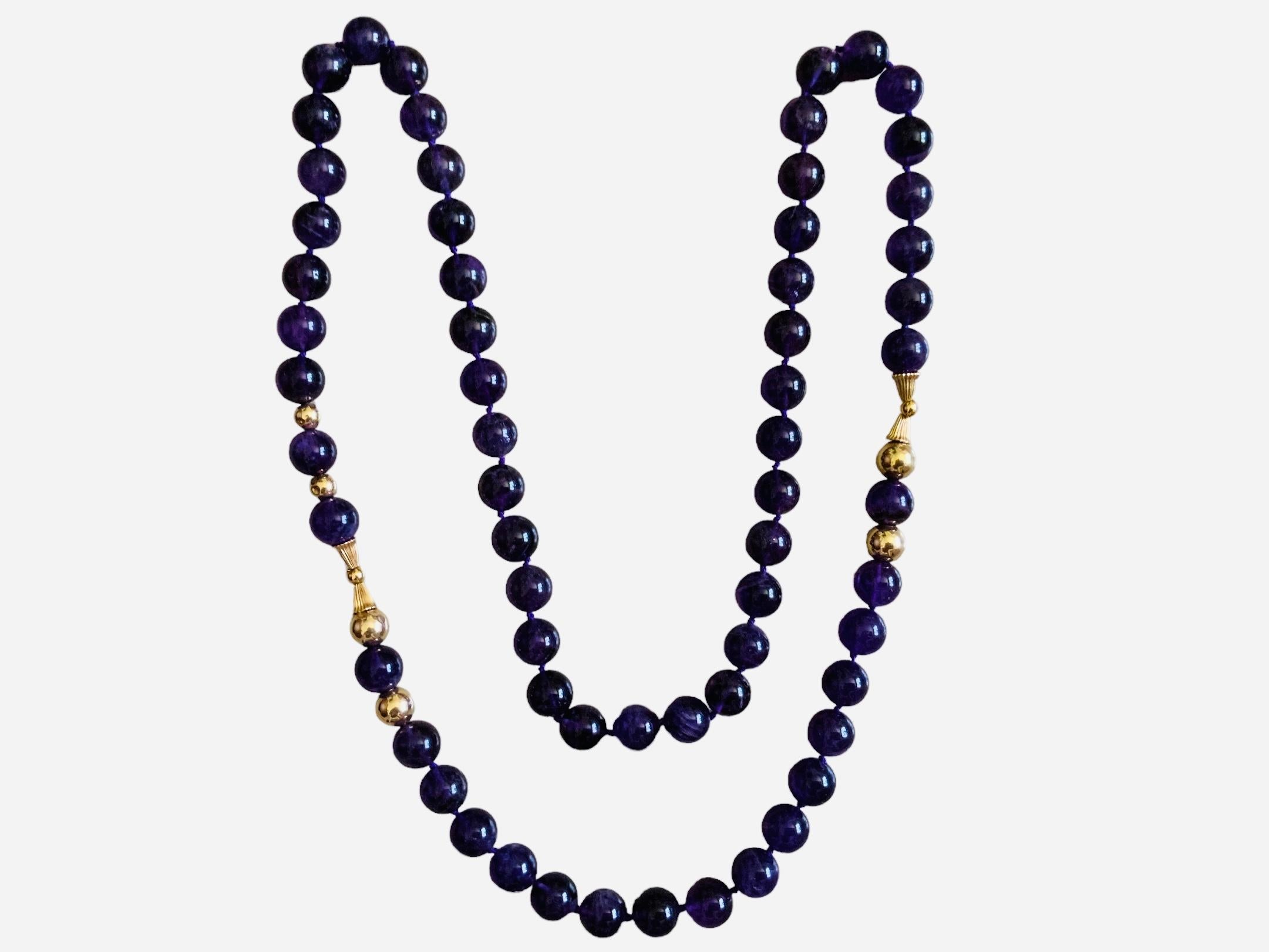 Amethyst And Gold Beads Necklace  For Sale 11
