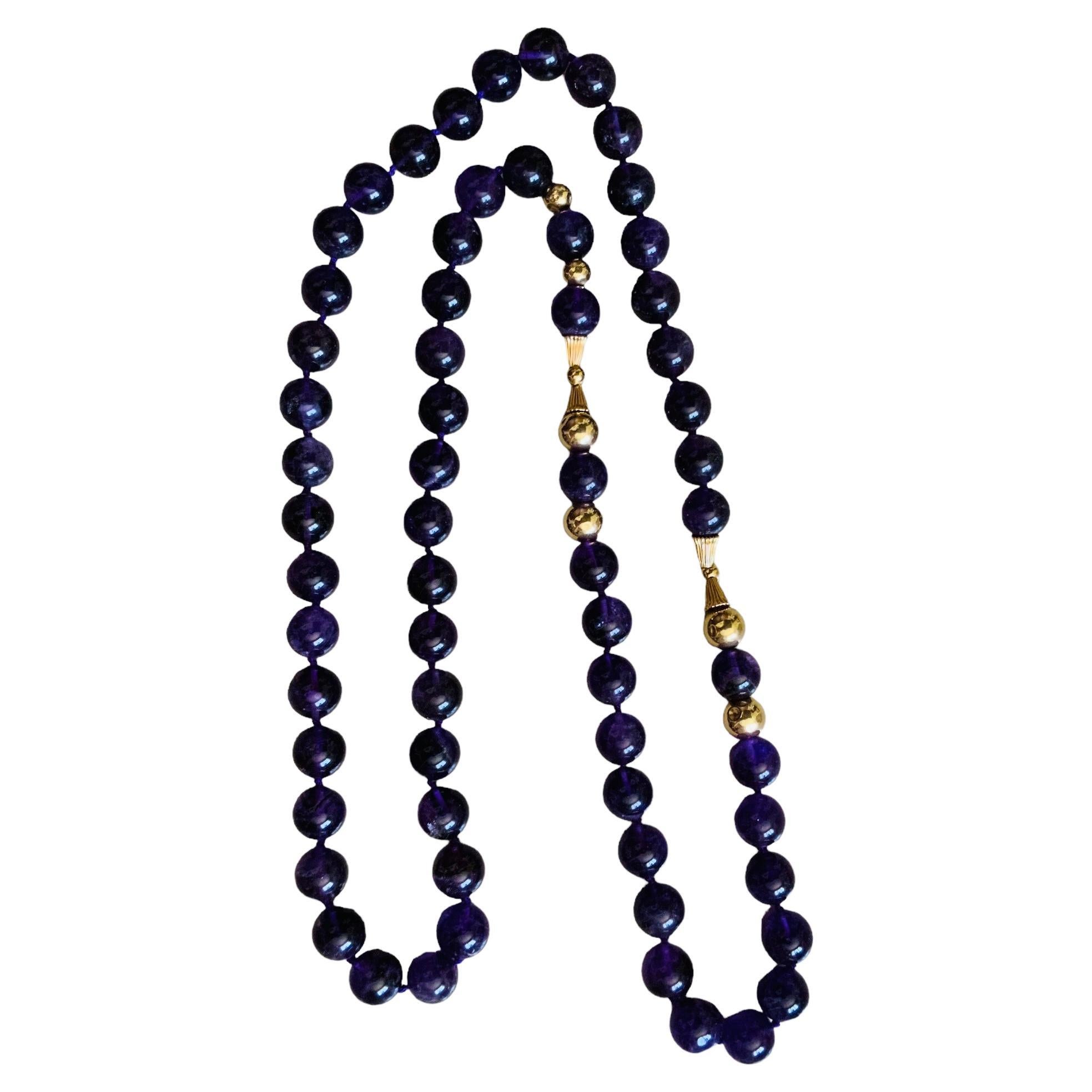 Amethyst And Gold Beads Necklace  For Sale