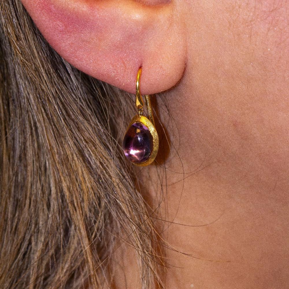 Amethyst and Gold BICEGO FRAME Earrings For Sale 2