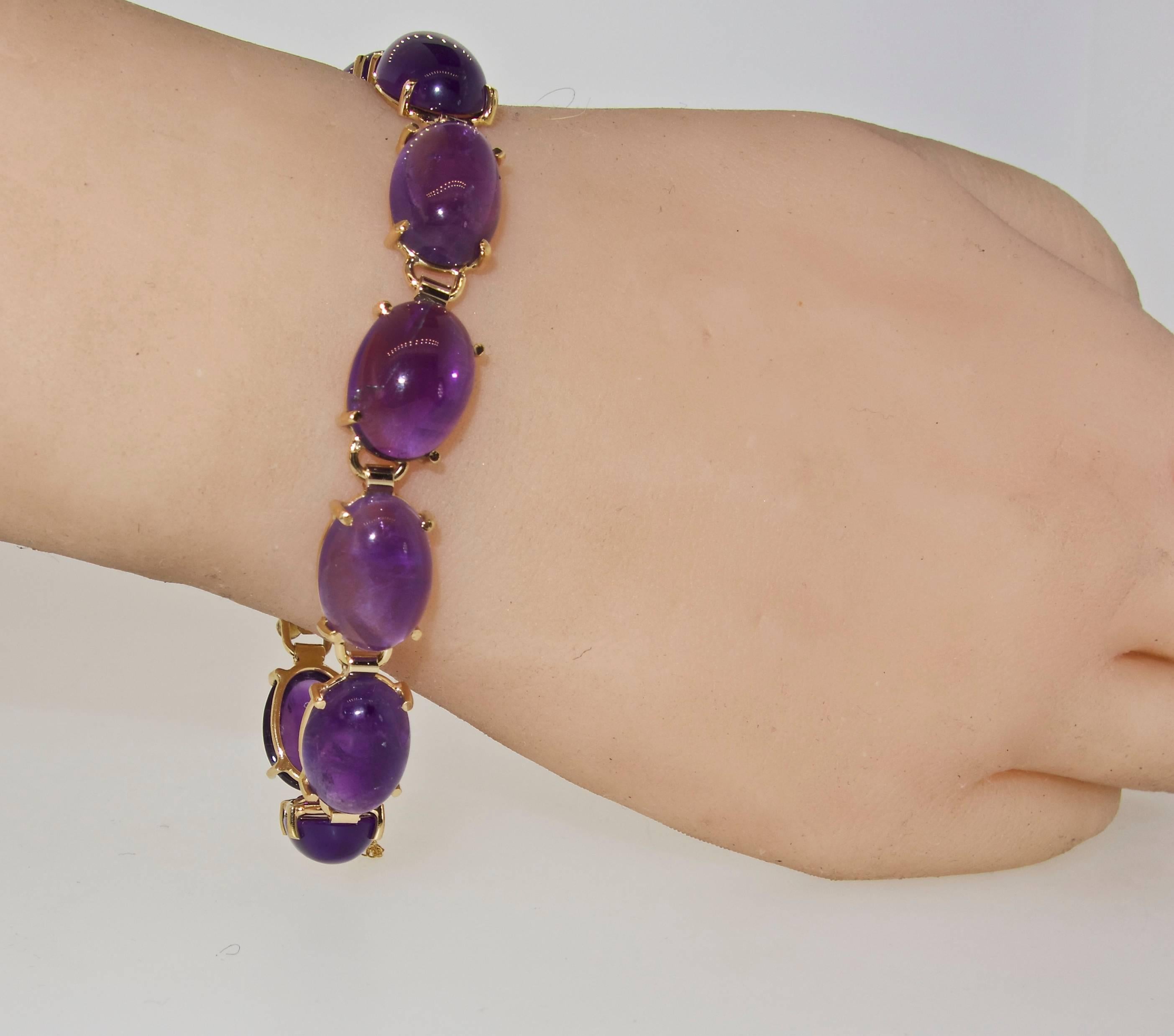 Contemporary Amethyst and Gold Bracelet