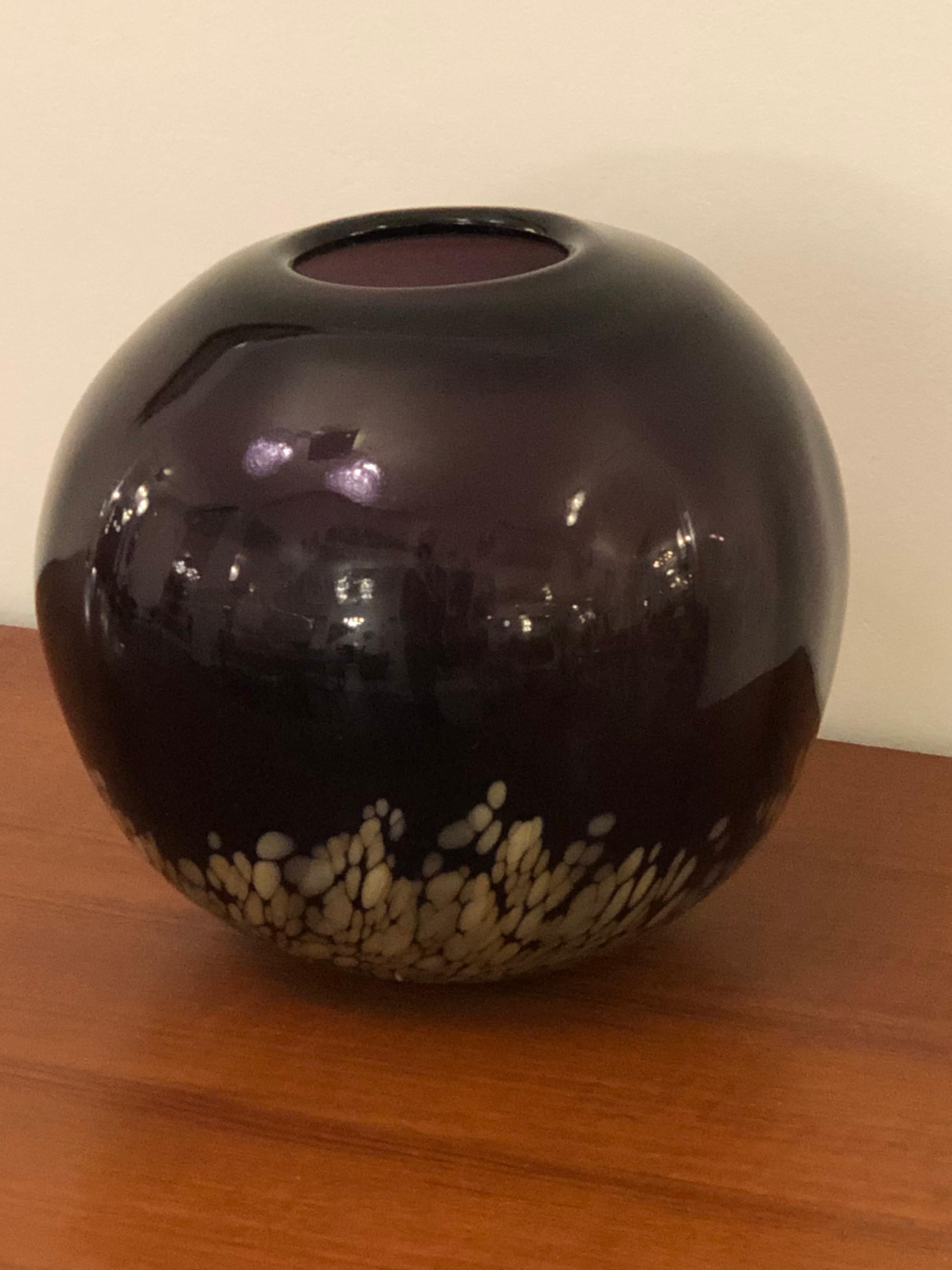 20th Century Amethyst and Gold Color Murano Glass Vase from 1960s For Sale