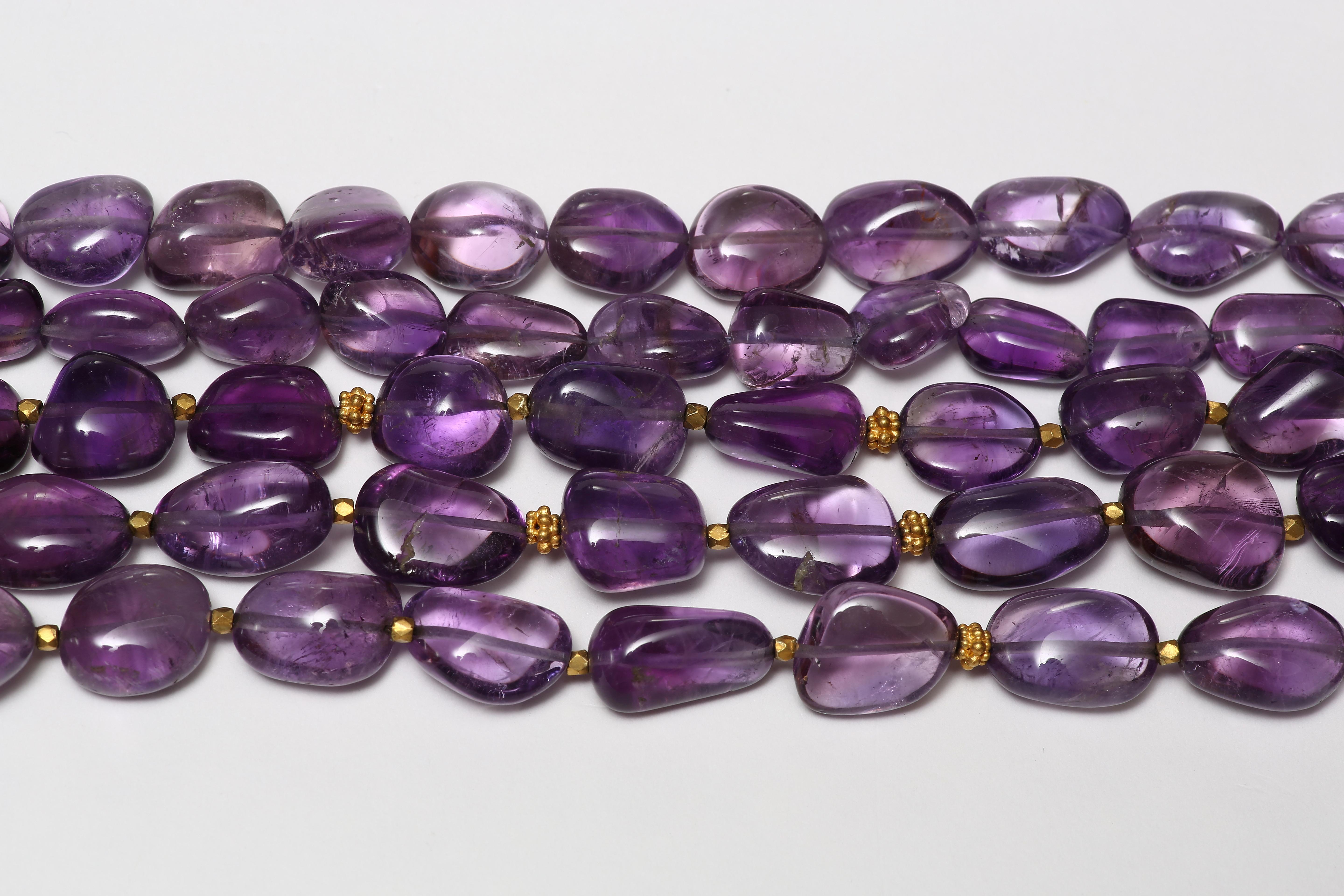 Contemporary Amethyst and Gold Torsade For Sale