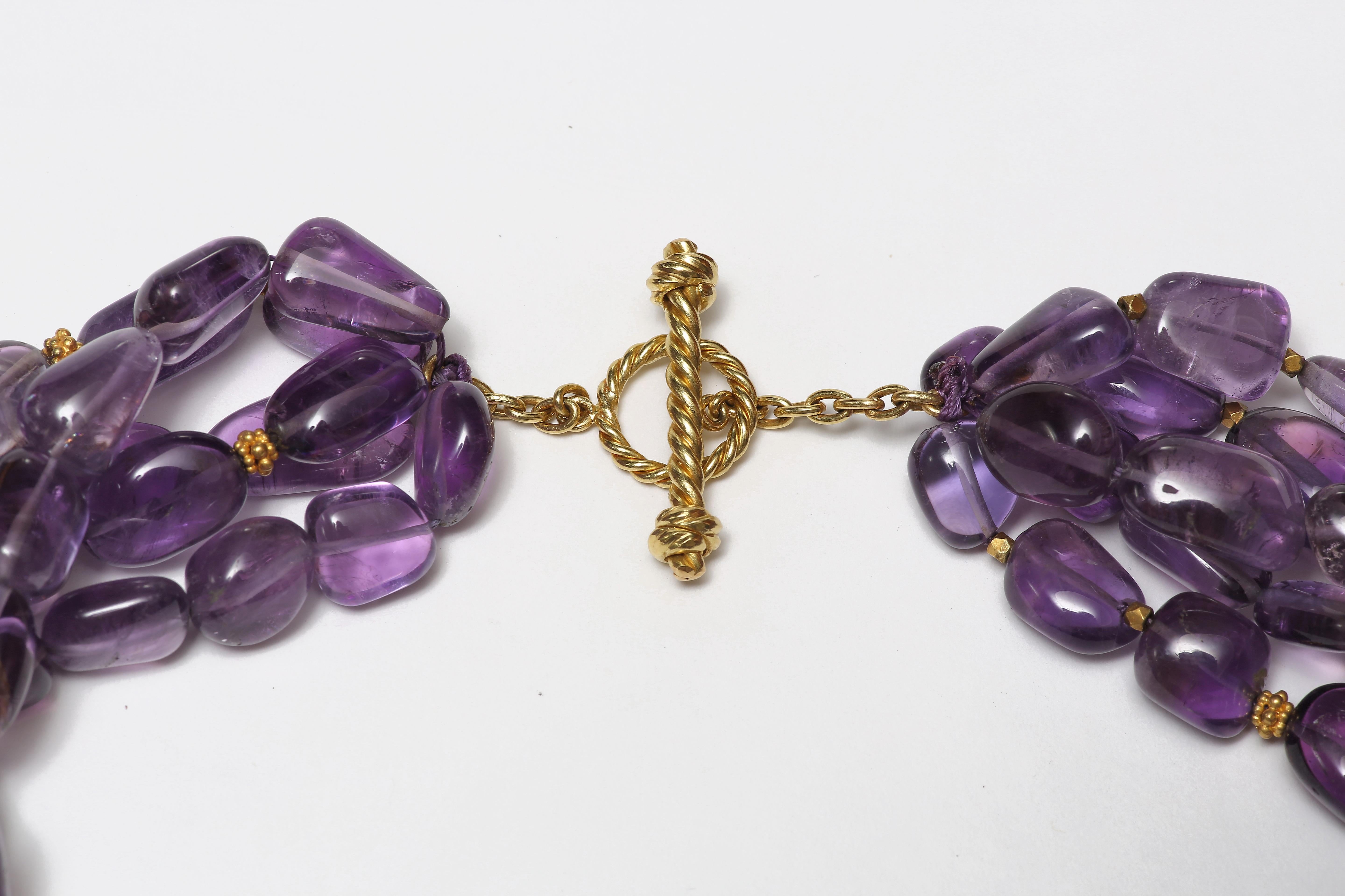 Amethyst and Gold Torsade For Sale 1