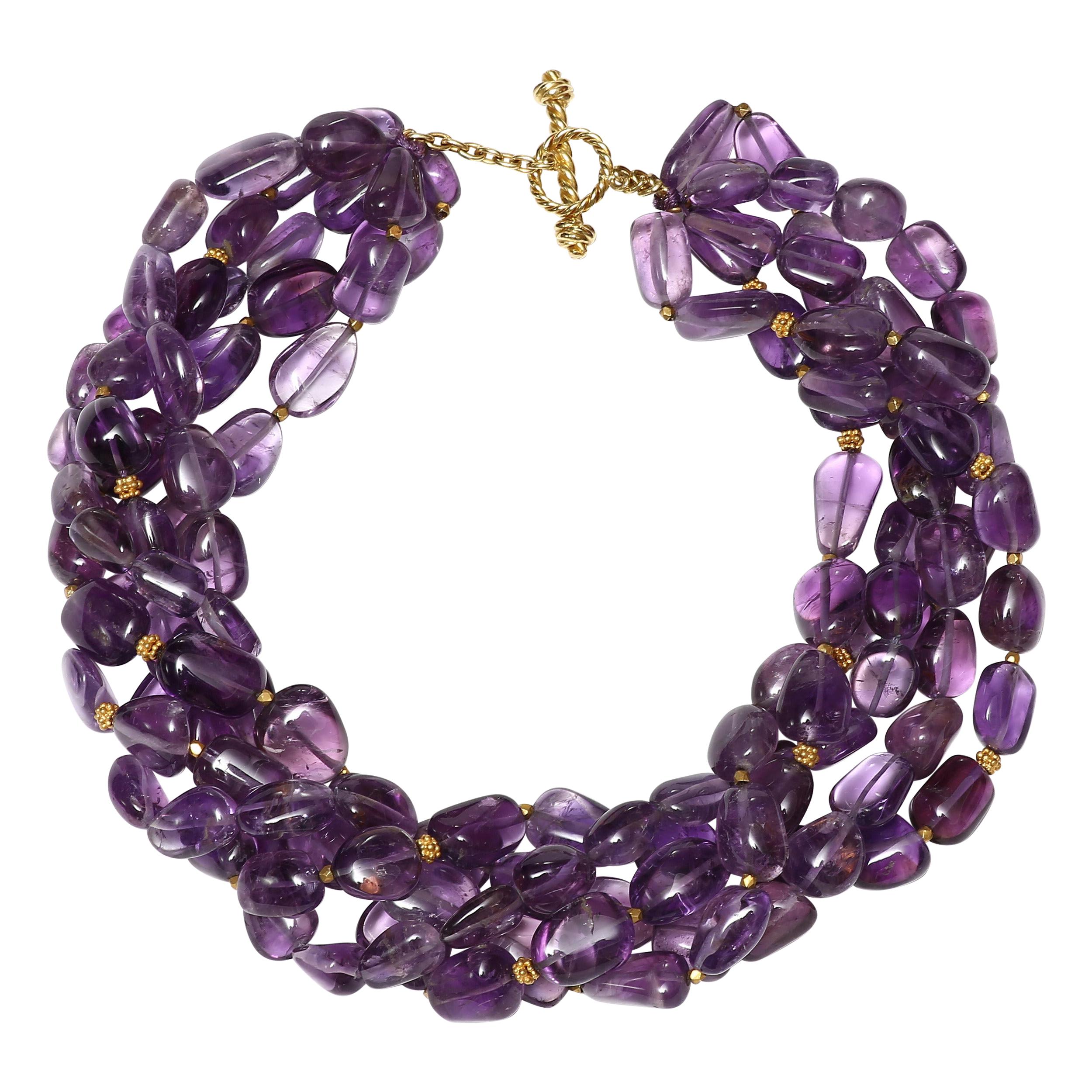 Amethyst and Gold Torsade For Sale