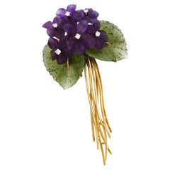 Amethyst and Jade "Forget Me Not" Brooch