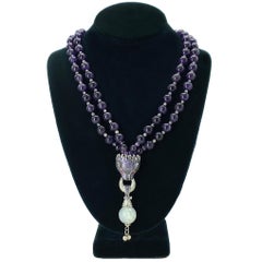 Artisan 10mm Amethyst Labradorite Double Strand Necklace, USA