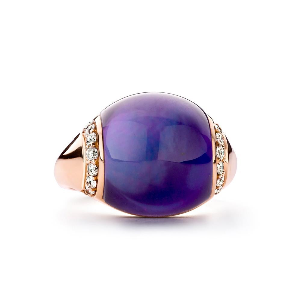 Contemporary Amethyst and Lapis Ring in 18ct gold by BIGLI For Sale