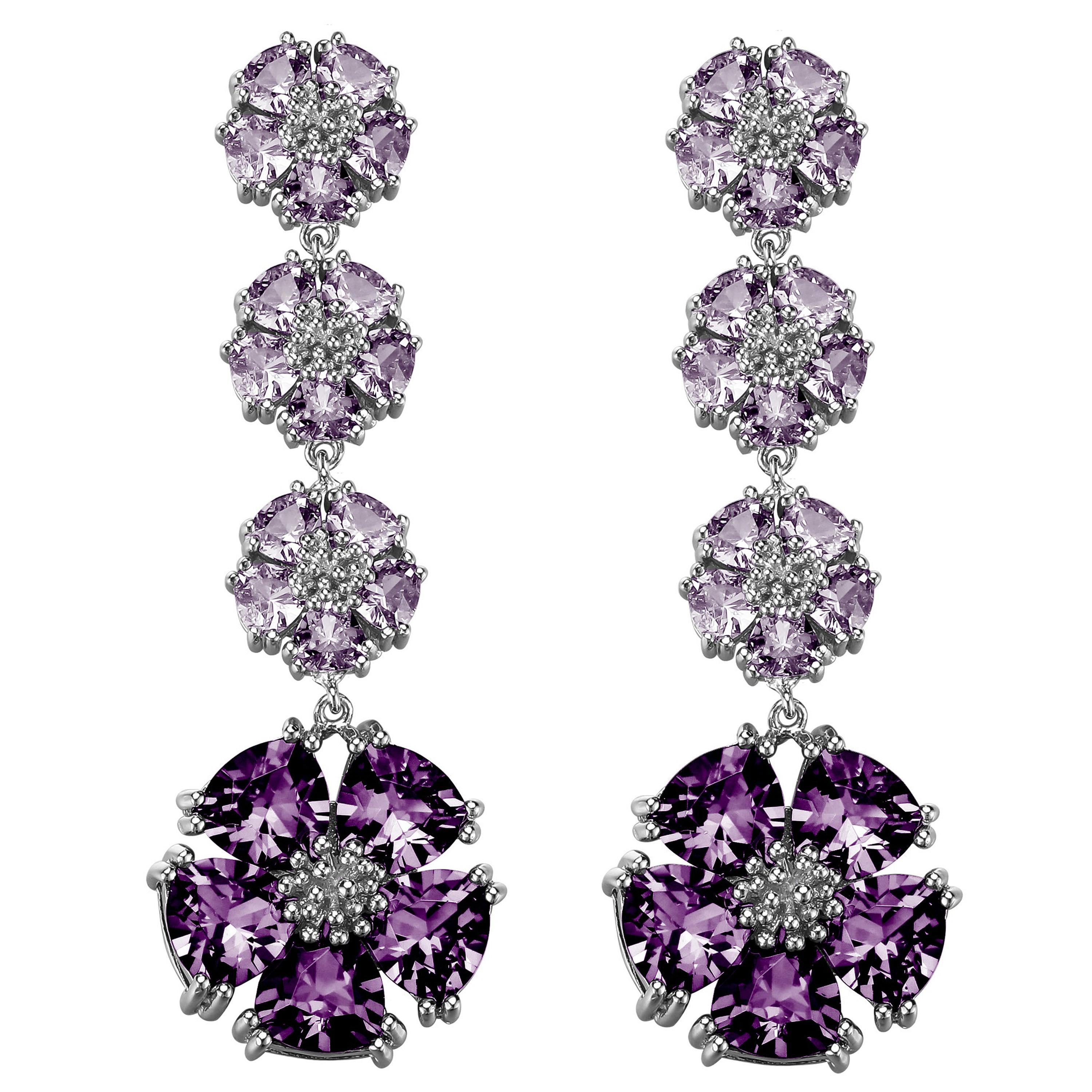 Amethyst and Lavender Amethyst Blossom Renaissance Drop Earrings For Sale