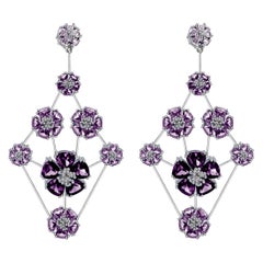 Amethyst and Lavender Amethyst Blossom Triple-Tier Chandelier Earrings