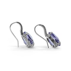 Boucles d'oreilles en goutte en argent sterling avec améthyste et quartz de lune lavande