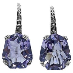 Amethyst and Lavender Moon Quartz Drop Earrings in Sterling Silver