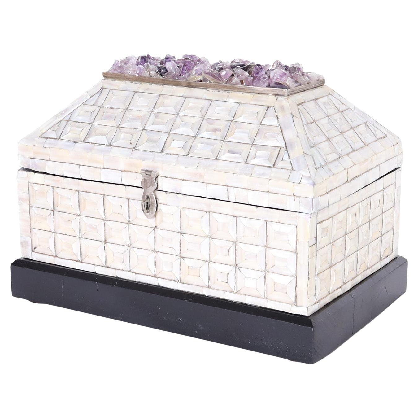 Amethyst and Mother of Pearl Lidded Box by Antony Redmile For Sale