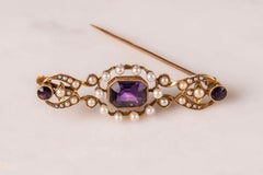 Amethyst and Pearl Brooch