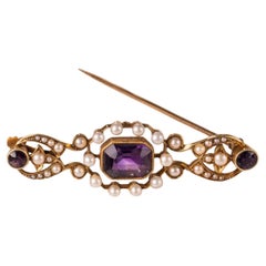 Amethyst and Pearl Brooch