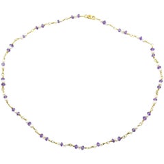 Amethyst and Pearl Necklace 18 Karat Yellow Gold