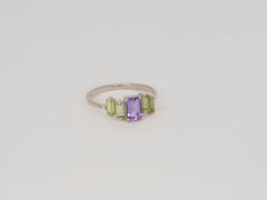 Amethyst and Peridot 14k Gold Ring