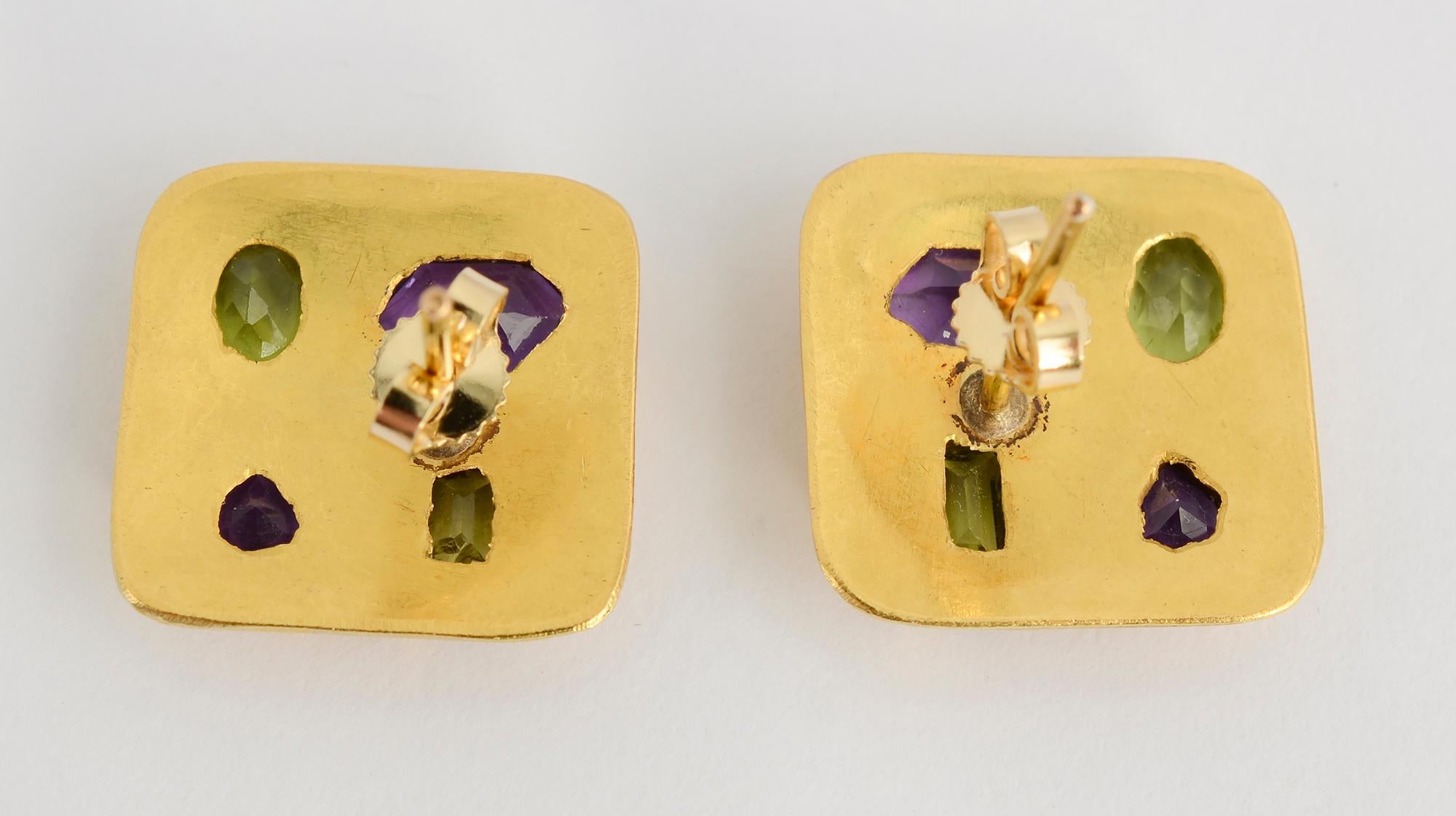 amethyst and peridot earrings