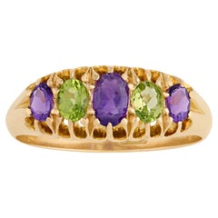 Amethyst and Peridot Suffragette Ring