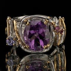 Amethyst and Rhodolite Cocktail Ring - Size 6.75