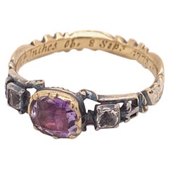 Amethyst and Rose-Cut Diamond Ring Set in 19 Karat Yellow Gold, circa 1773