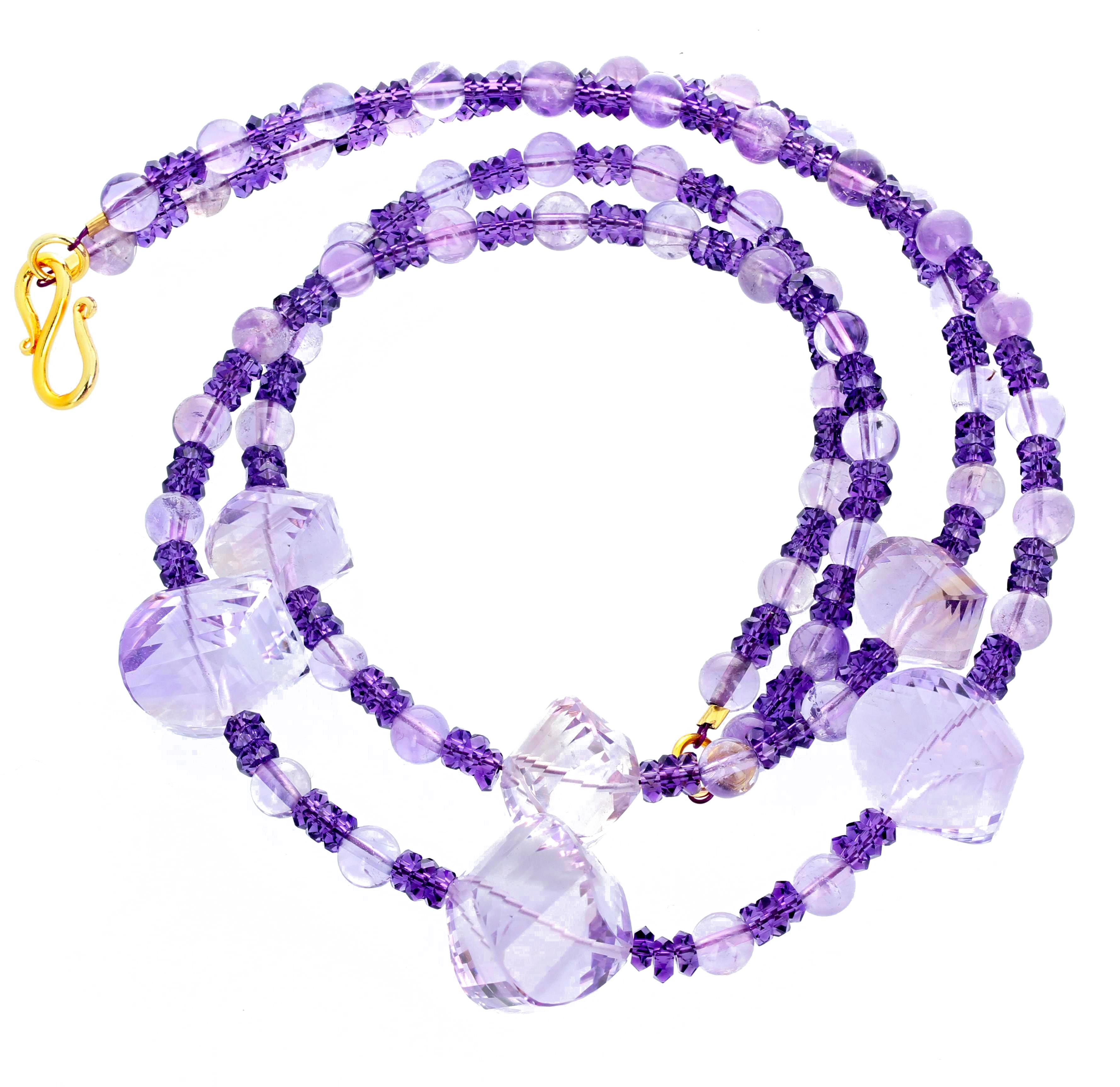 Women's AJD Gorgeous Amethyst & Rose of France Amethyst Double Strand Campaign Necklace For Sale